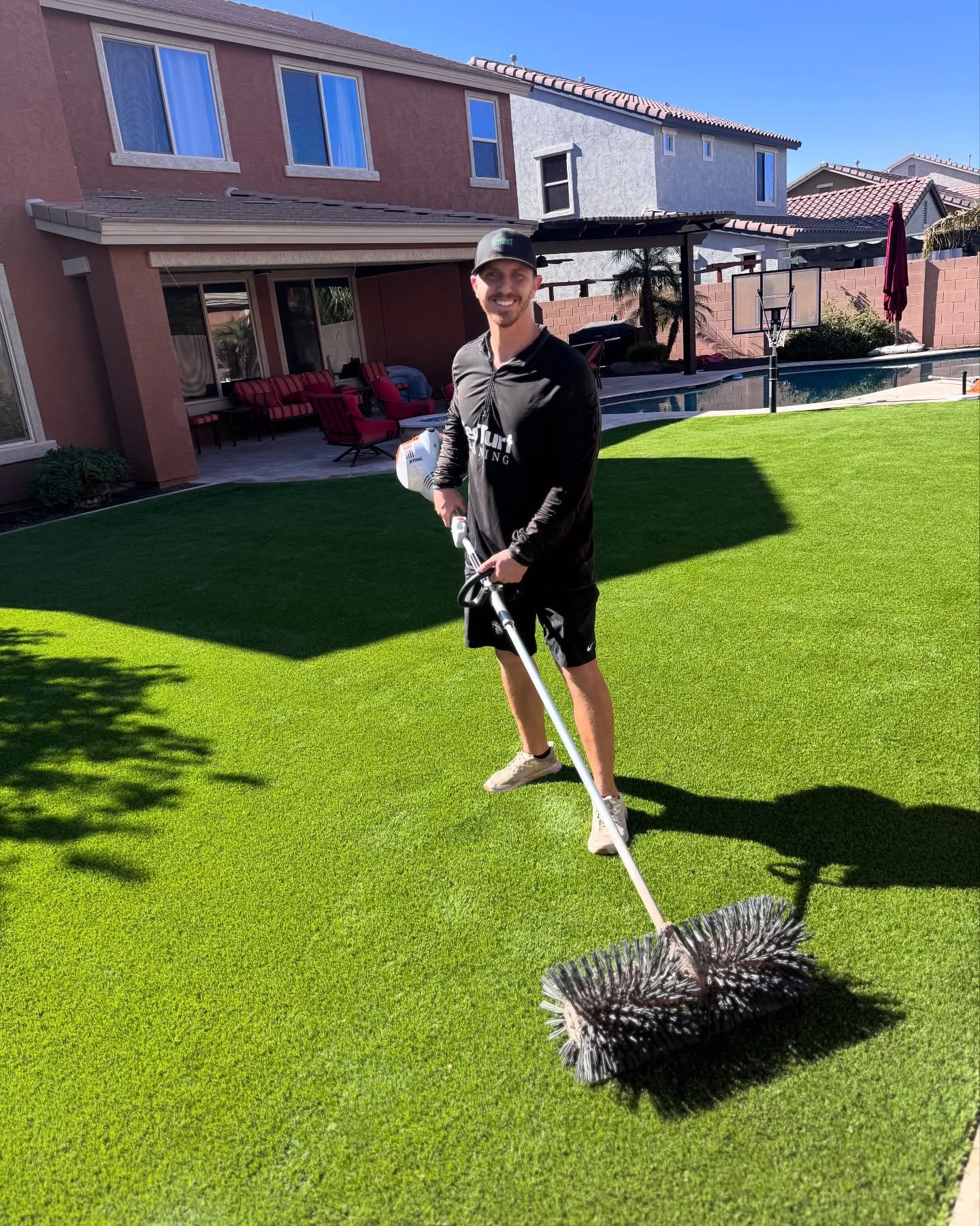 Zeo Turf Cleaning professional power broom turf cleaning