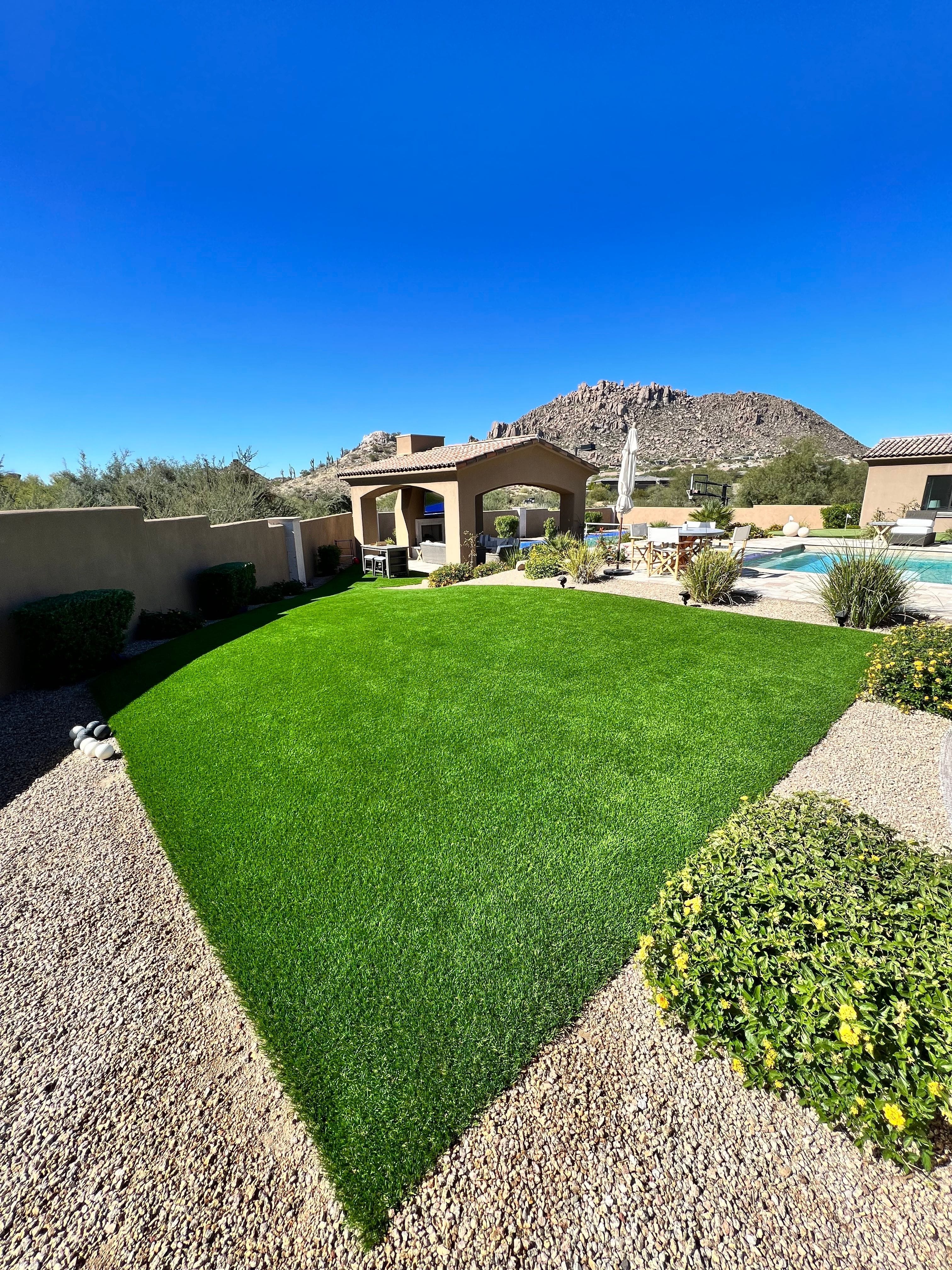 Large artificial turf yard professionally cleaned and maintained by Zeo Turf Cleaning